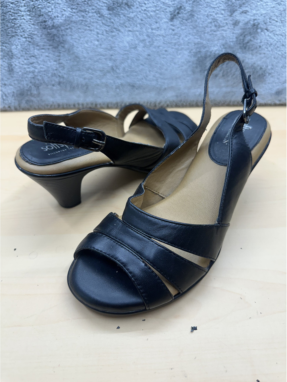 Softspots Black Slingback Heeled Sandals